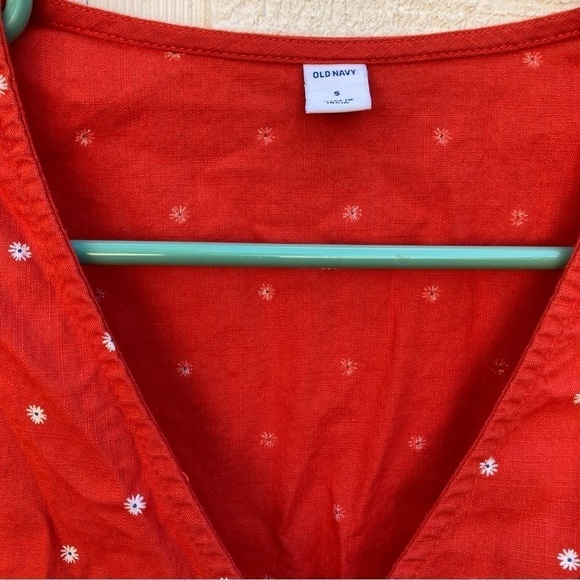 OLD Navy Daisy Print Wrap Dress red Valentines - Picture 4 of 5